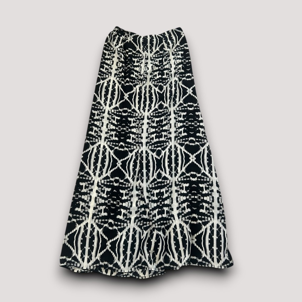 Express Maxi Skirt Womens S Black White Geometric Ikat Indie Boho 90s Grunge